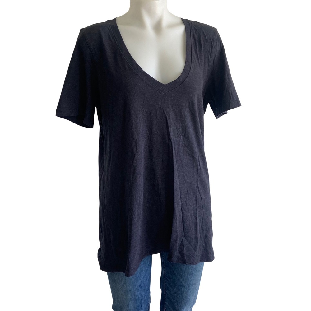 Lululemon Athletica Tee V-Neck Pima Cotton Midnight Blue T-Shirt Size 12